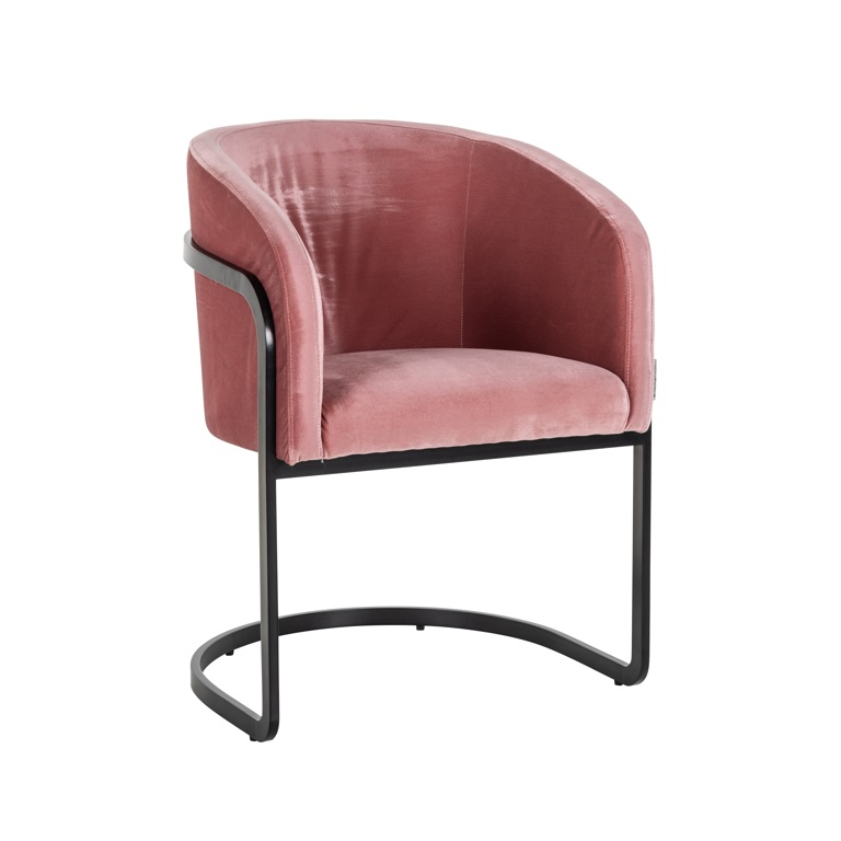 Chaise Chiara en velours blush