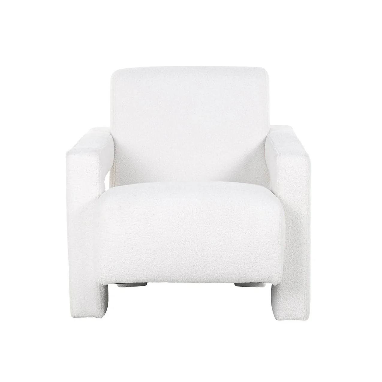 Lounge chair Casey white furry fire retardant