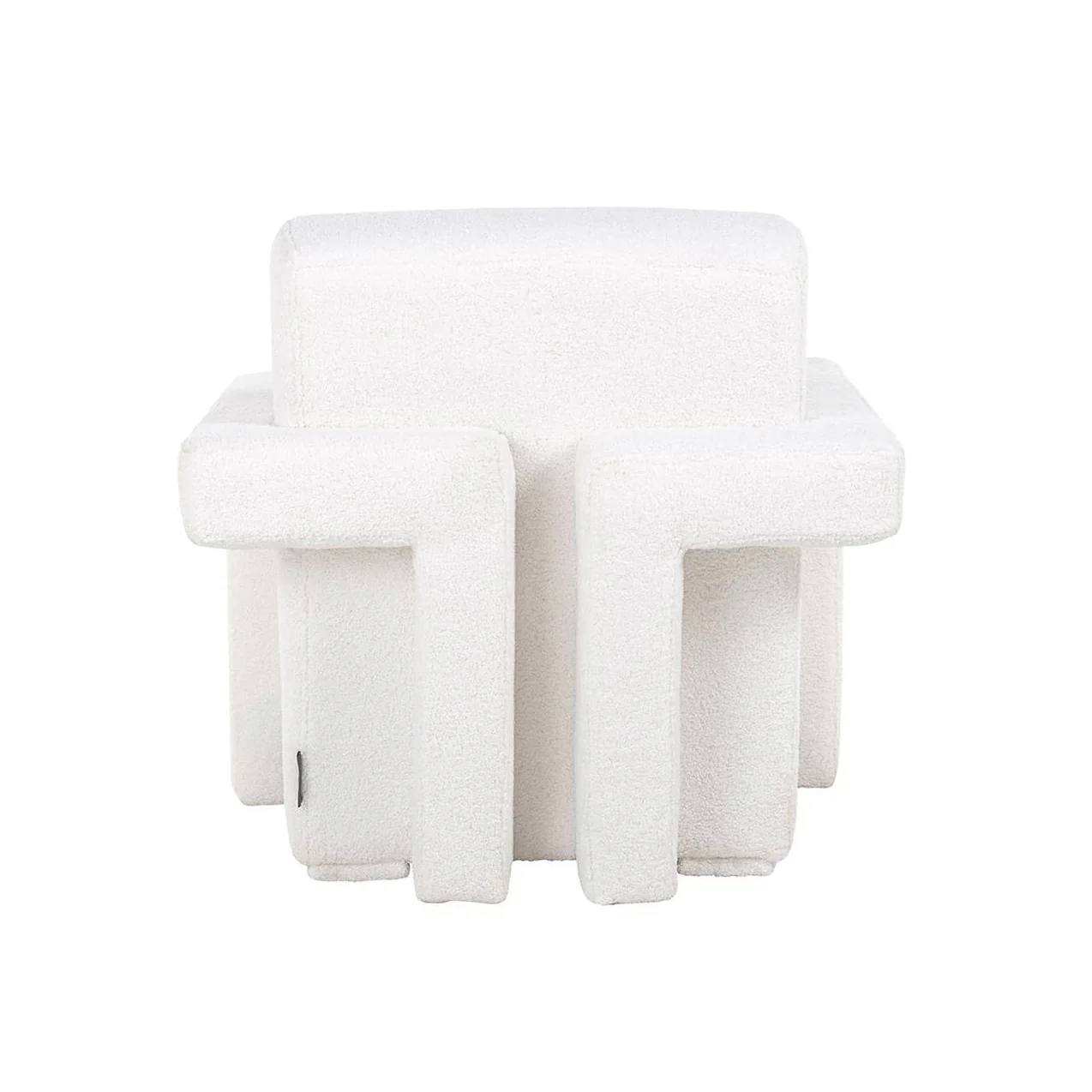 Lounge chair Casey white furry fire retardant