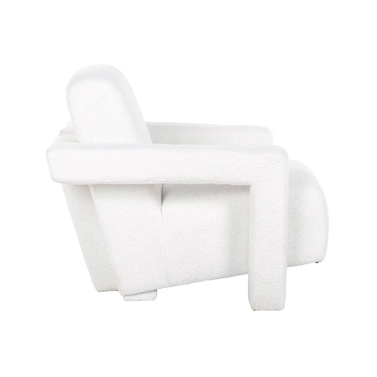 Lounge chair Casey white furry fire retardant