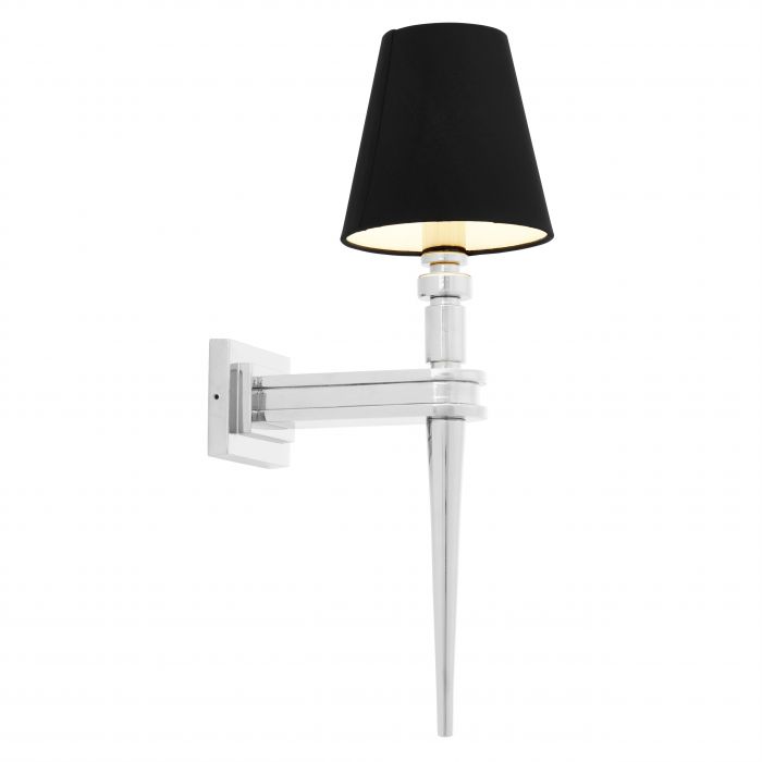 Applique Waterloo Single finition nickel, abat-jour inclus
