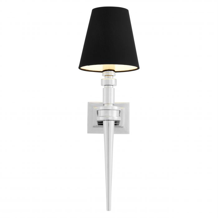 Applique Waterloo Single finition nickel, abat-jour inclus