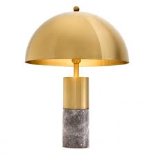 Lampe de table Flair finition laiton, abat-jour inclus