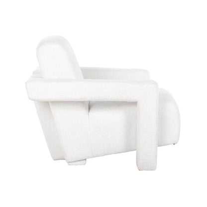 Lounge chair Casey white furry fire retardant
