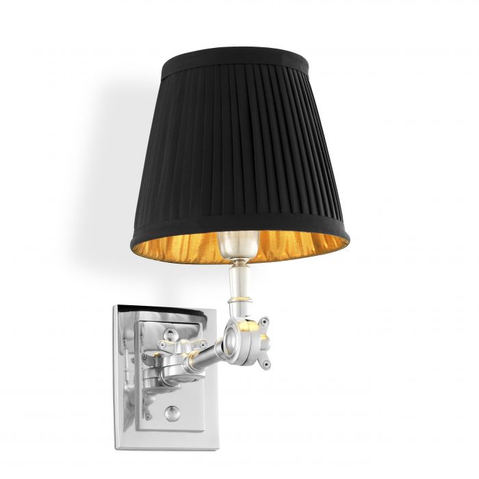 Wall-Lamp-Wentworth-Single-nickel-incl.-black-shade