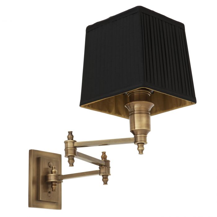 Wallm-lamp-Lexington-Swing-ant-brass-incl-black-sha