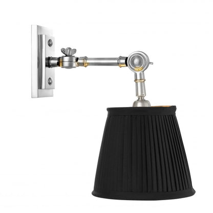 Wentworth Single nickel wall light incl. black shade