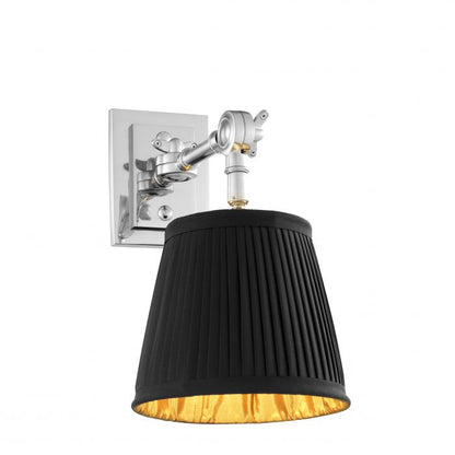 Wentworth Single nickel wall light incl. black shade