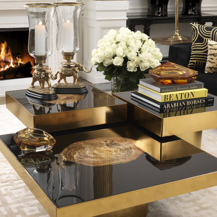 Villiers side table in matte gold finish